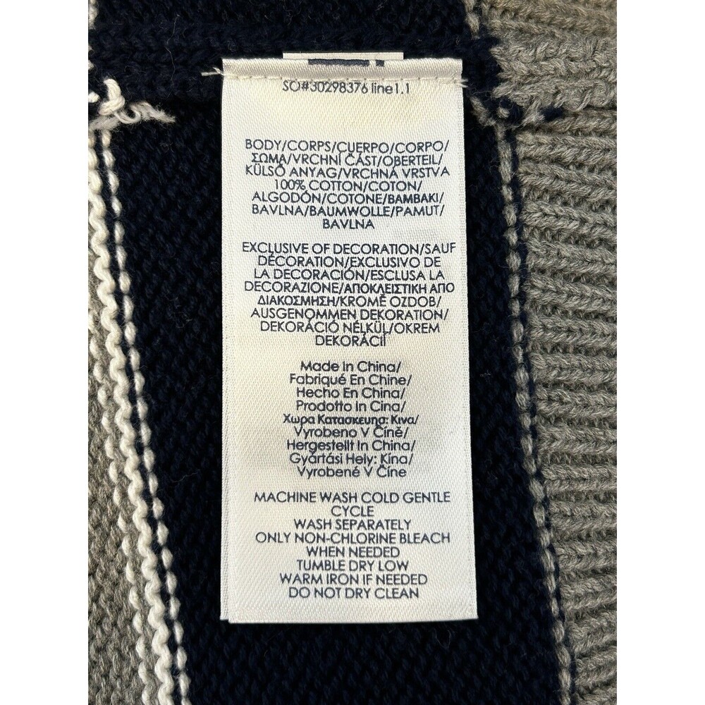 Mens Chaps Blue Gray Striped Sweater Pullover Crew Neck Classic Preppy Rugby XL - Picture 10 of 11